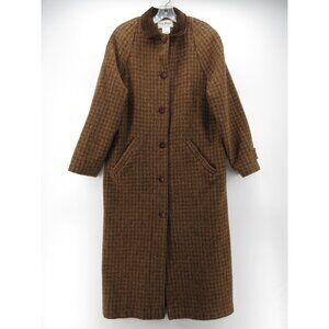 VINTAGE LL Bean Jacket Medium Tweed Trench Coat Suede Collar 90s USA